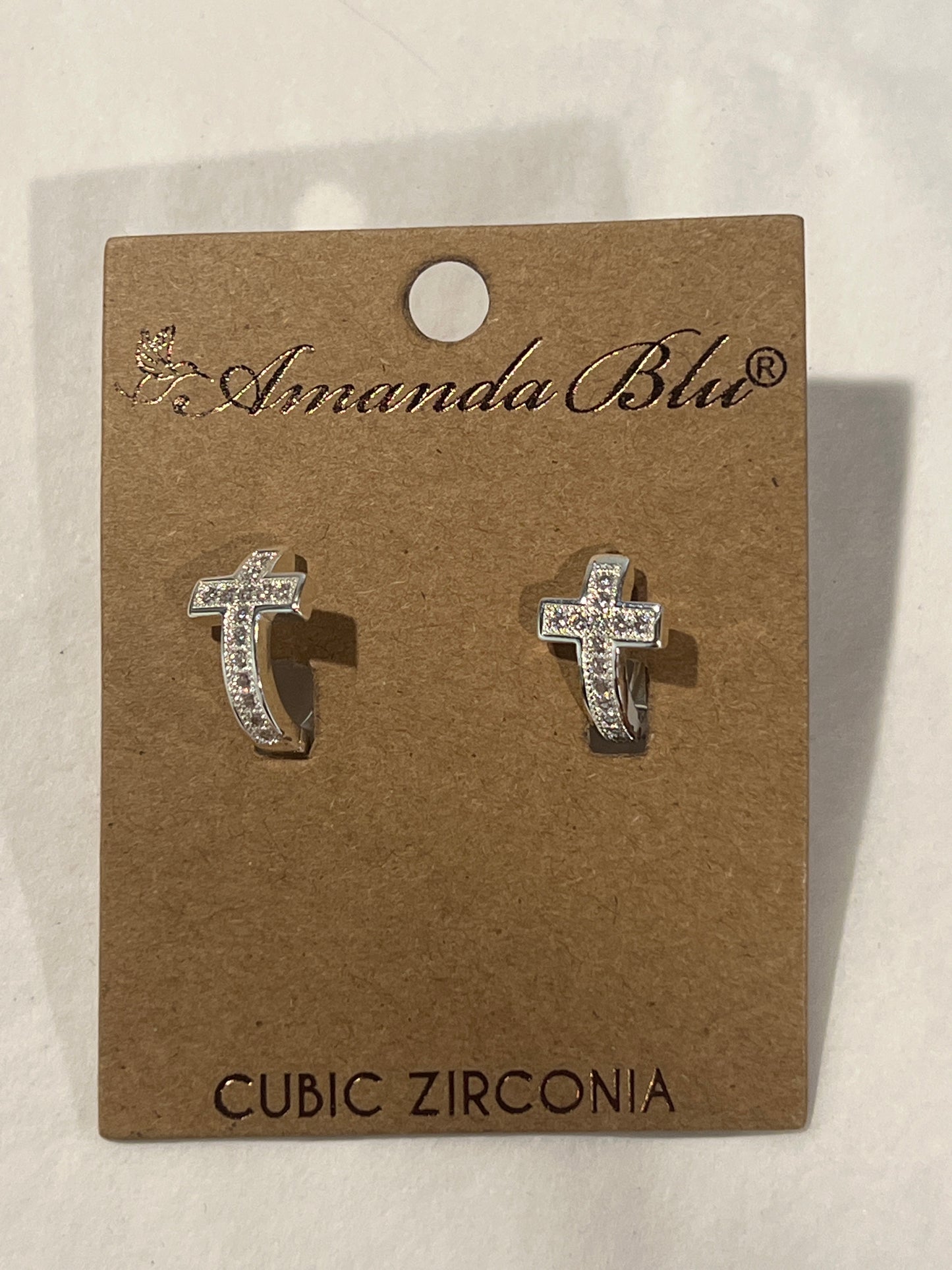 Silver cross ear hug earrings