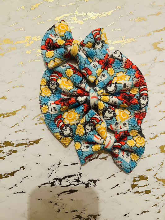 5” Cat hat floral hair bow