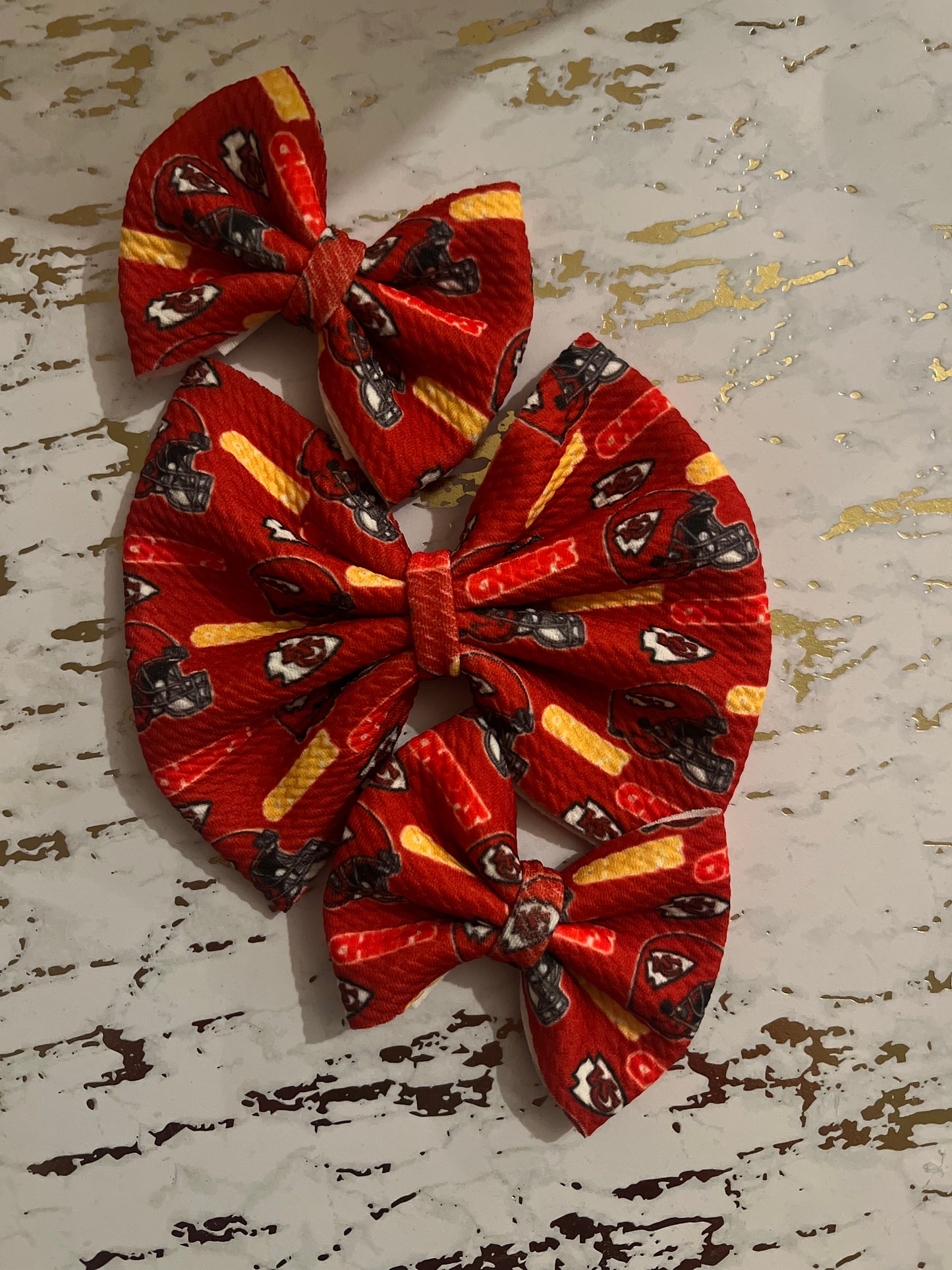 5” Kc chiefs hair bow