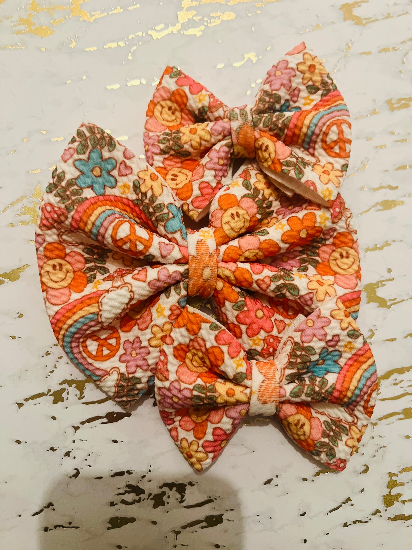 5” retro flowers hairbow