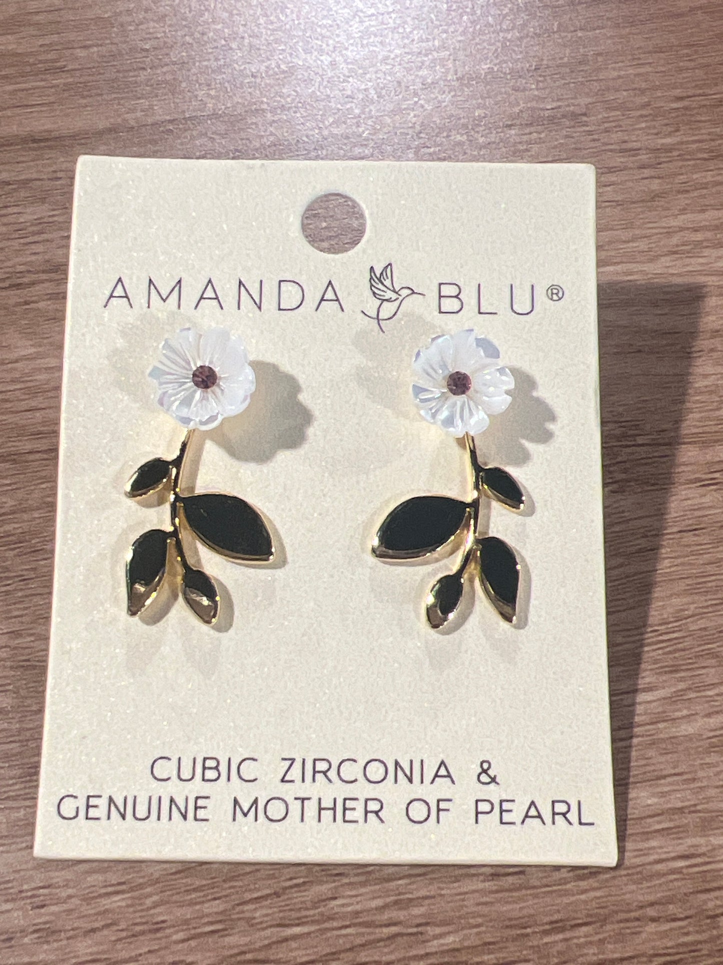 Flower stem drop earrings