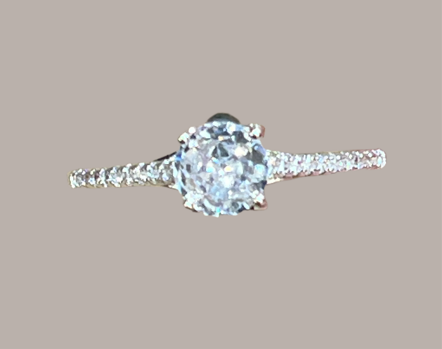 Silver clear solitaire ring