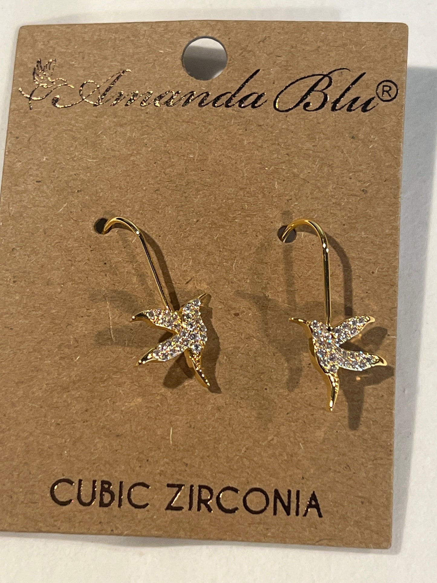 Hummingbird gold drop earrings