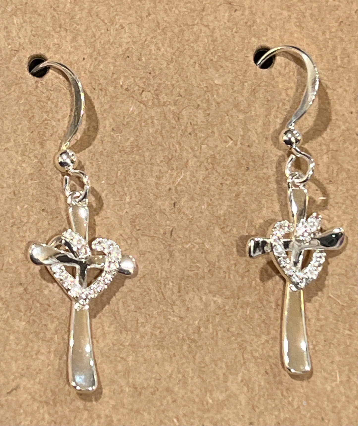 Cross heart earrings