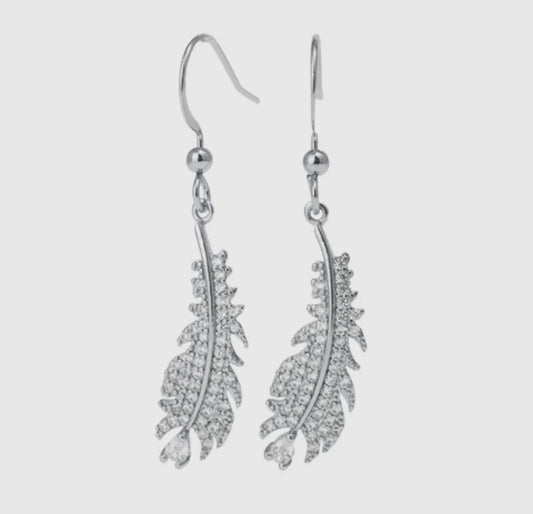 Silver feather earrings