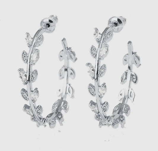 Large leaf hoop earring