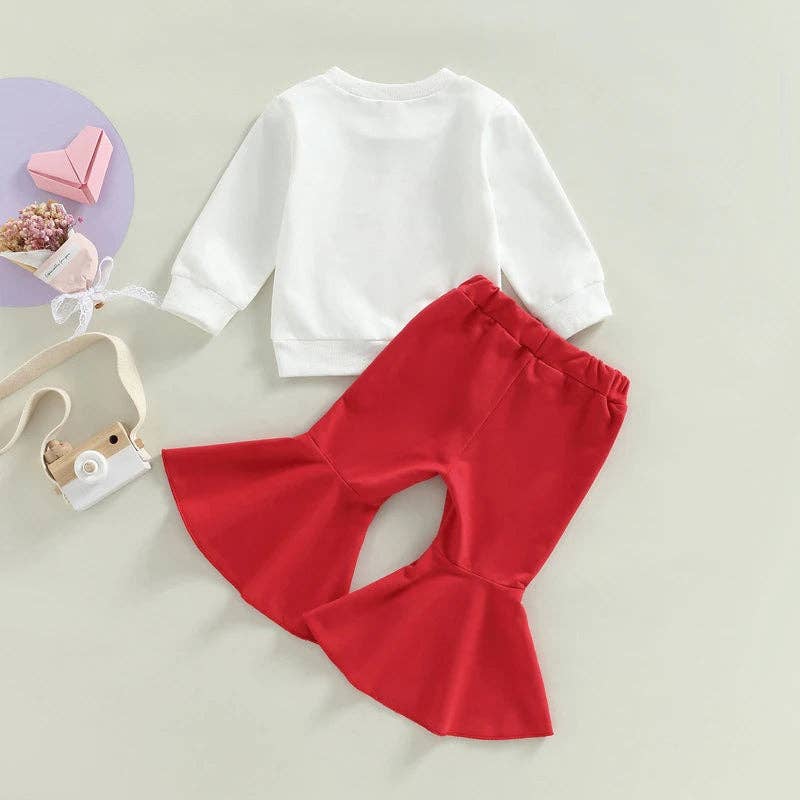 Valentine's Day - Infant/Toddler Girls Outfit - Love Love Love (Bell Bottoms)