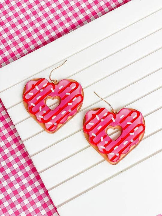 Valentine's Day Heart Donut Dangle Earrings